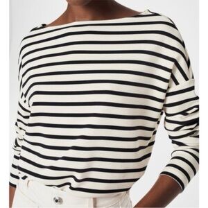 spanx airessential boatneck top very black stripe